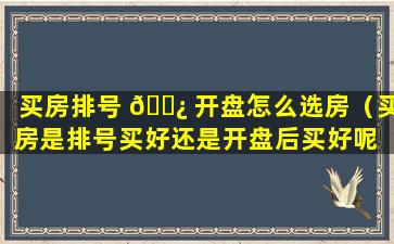 买房排号 🌿 开盘怎么选房（买房是排号买好还是开盘后买好呢 🌺 ）